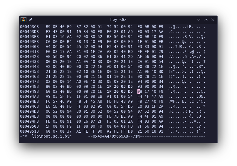 hex editor just before saving the file